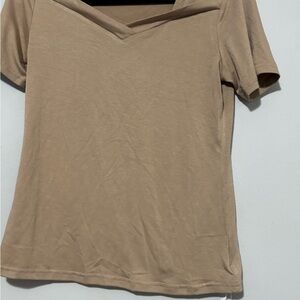 Elegant Tan V-Neck Women's Tee